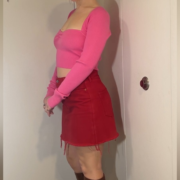 Abercrombie red denim skirt - Picture 4 of 7